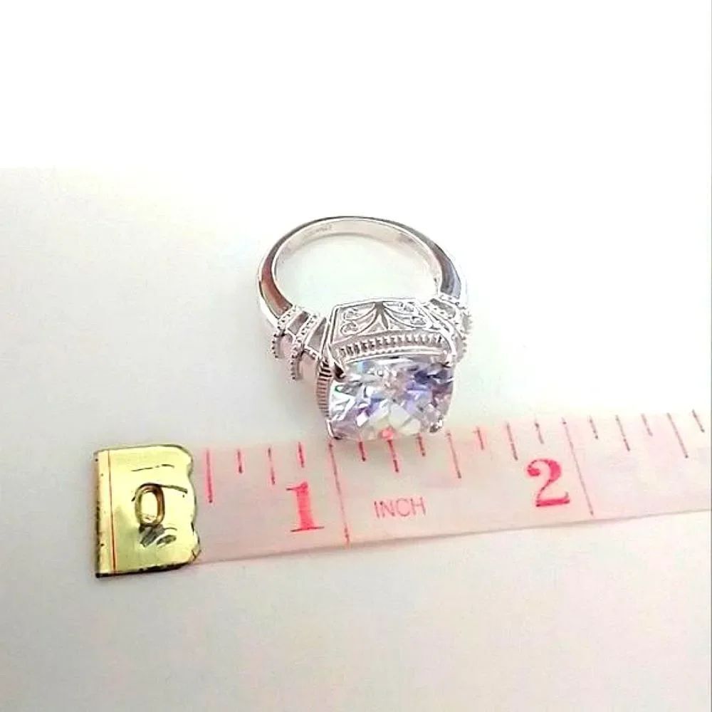 Simulated Diamond Ring in Sterling Silver - Picture 9 of 14